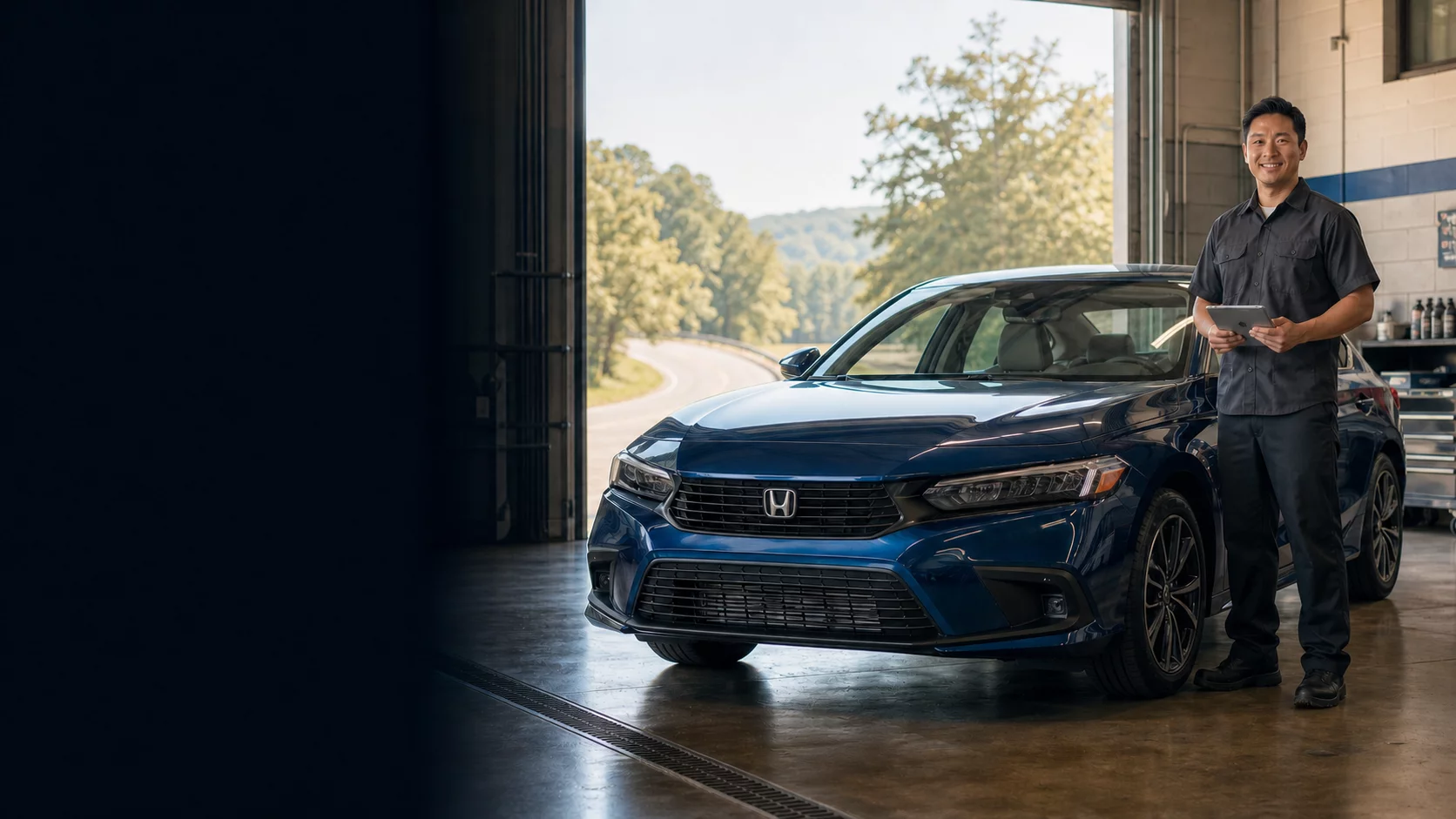 Honda sedan photographed from the front
